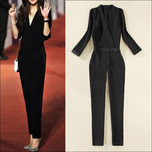 黑色连体裤 职业气质连身裤 套装 2025时尚 新款 显瘦西装 女春秋款 夏季