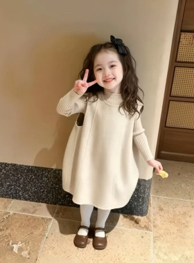 韩系女童毛呢背心裙2026秋冬款