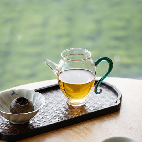 春醒玻璃绿把公道杯透明玻璃分茶杯新中式功夫茶具精致茶道杯
