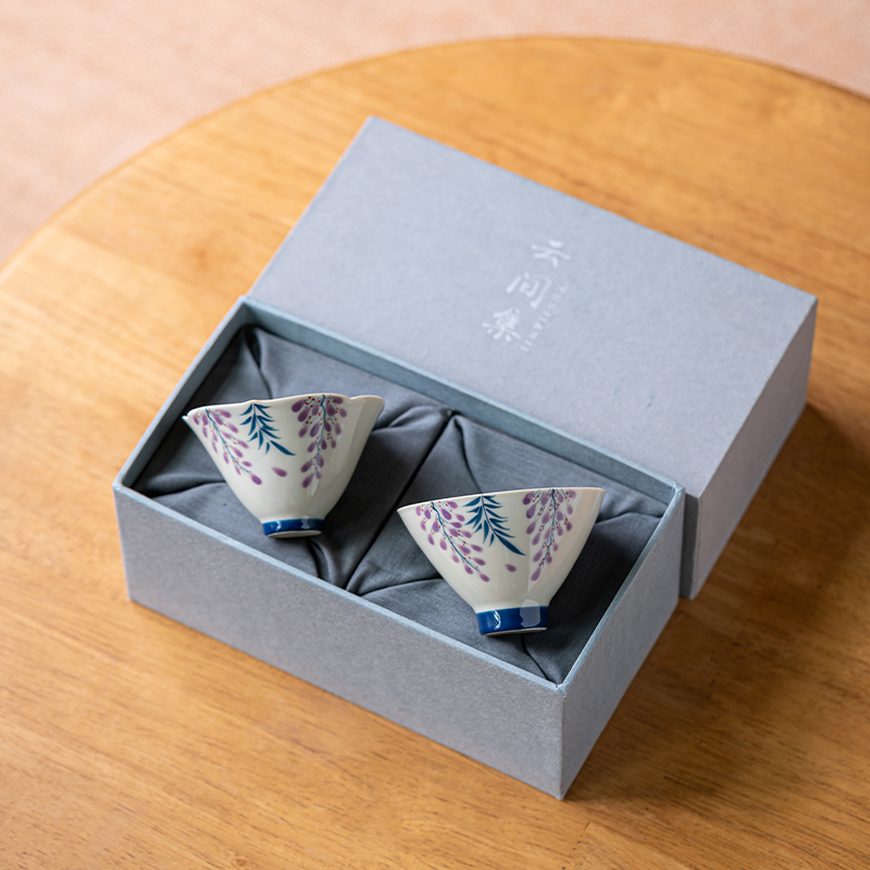 草木灰手绘紫藤花斗笠杯主人杯单杯女式功夫品茗茶杯单个陶瓷对杯