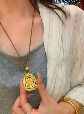 金店同款点钻大日如来佛牌项链男