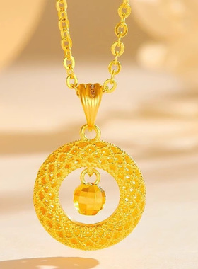 新款越南沙金花丝平安扣项链女款吊坠转运珠挂坠轻奢小众送礼新款