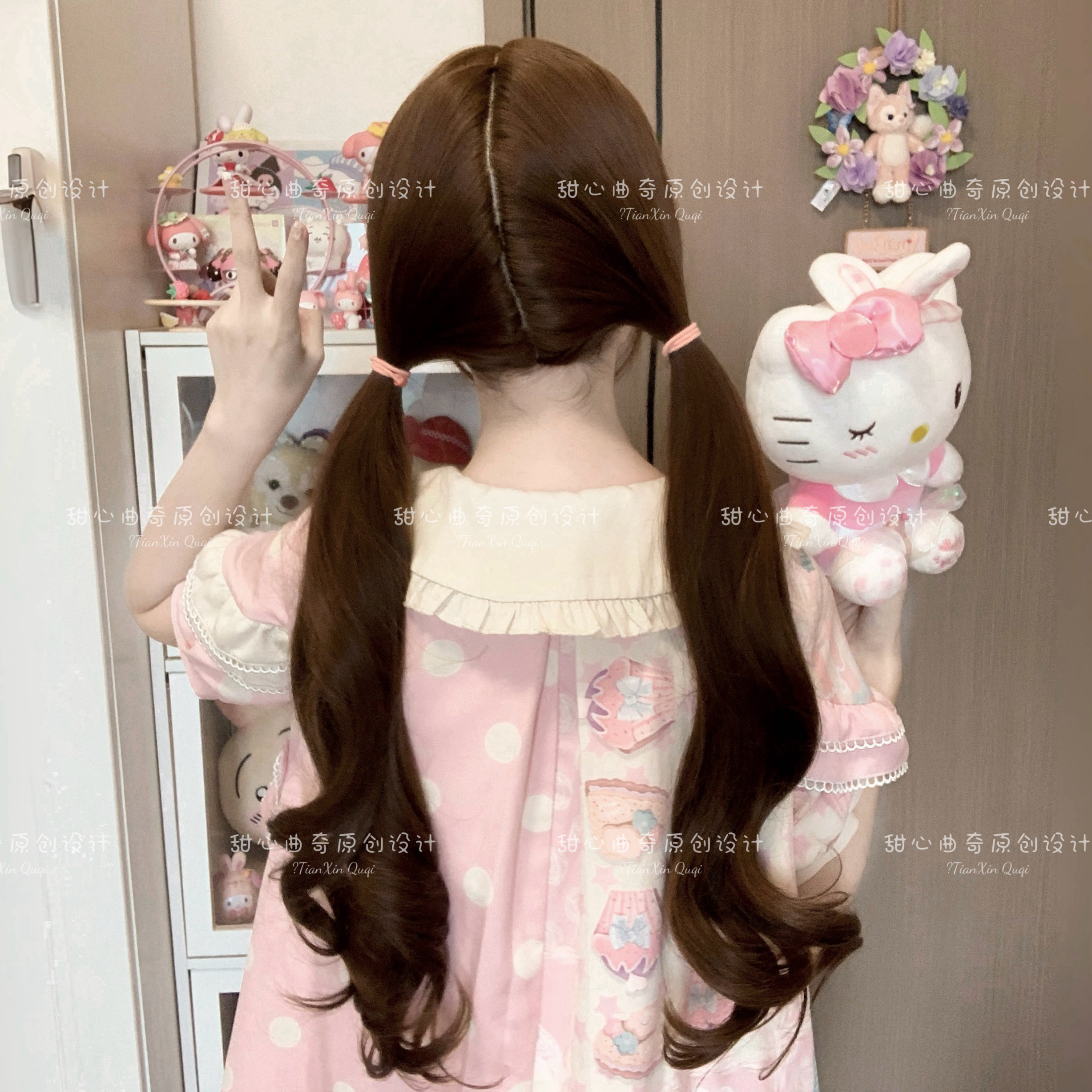 发缝长卷发70cm双马尾甜心曲奇定制后脑勺头皮假发仿真软妹平刘海