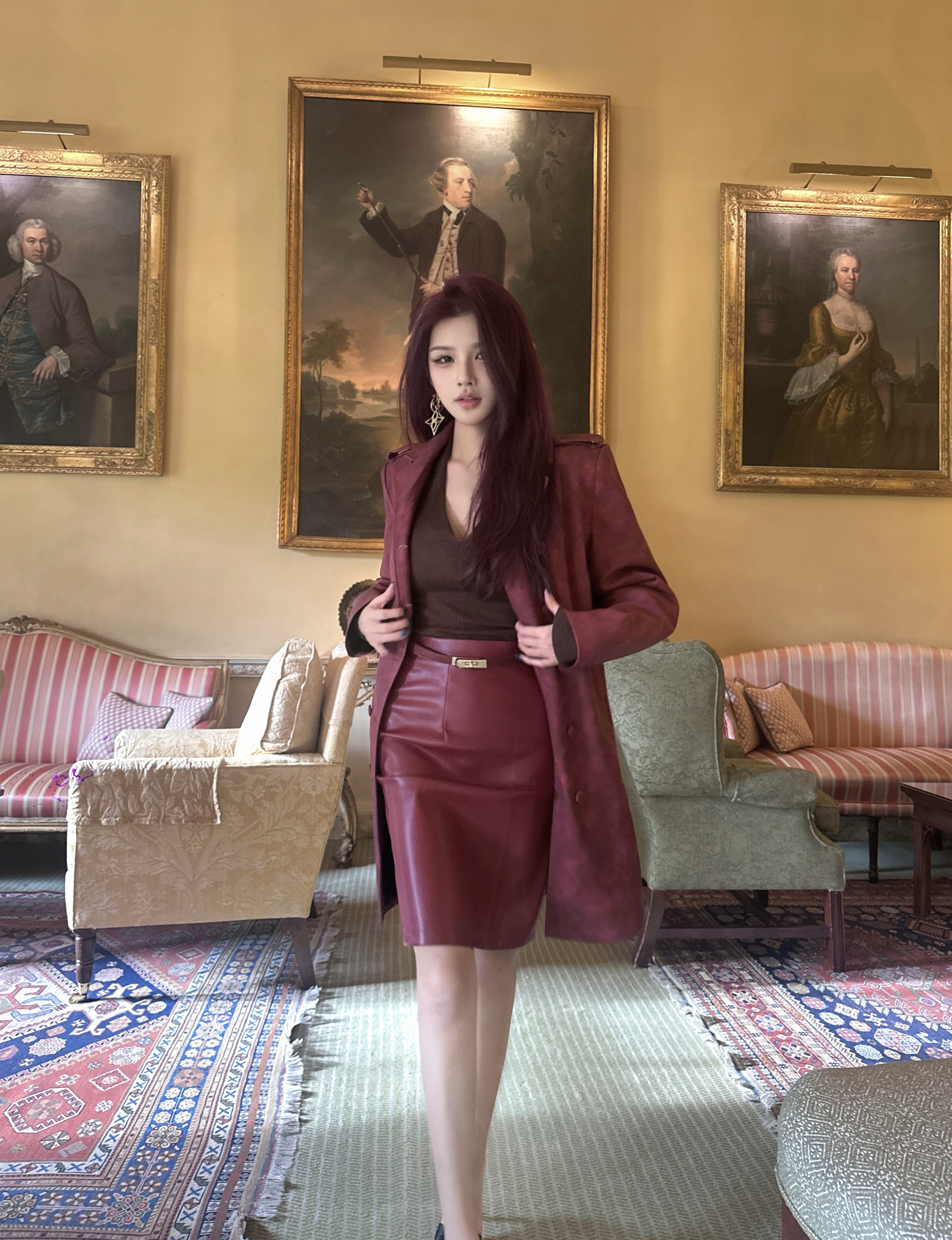 夏媛原创 魅力值拉满 pu皮高腰半身皮裙