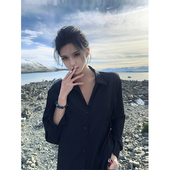 帅 慵懒宽松休闲长袖 太超过 防晒衬衫 上衣女 黑色薄款 夏媛原创