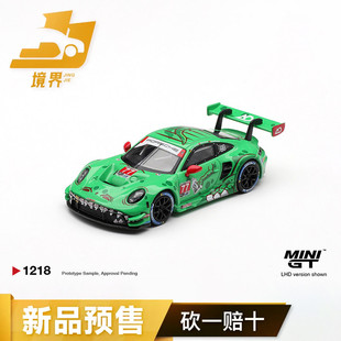 【保单保发】MINIGT #1218保时捷911 GT3R绿恐龙仿真合金汽车模型