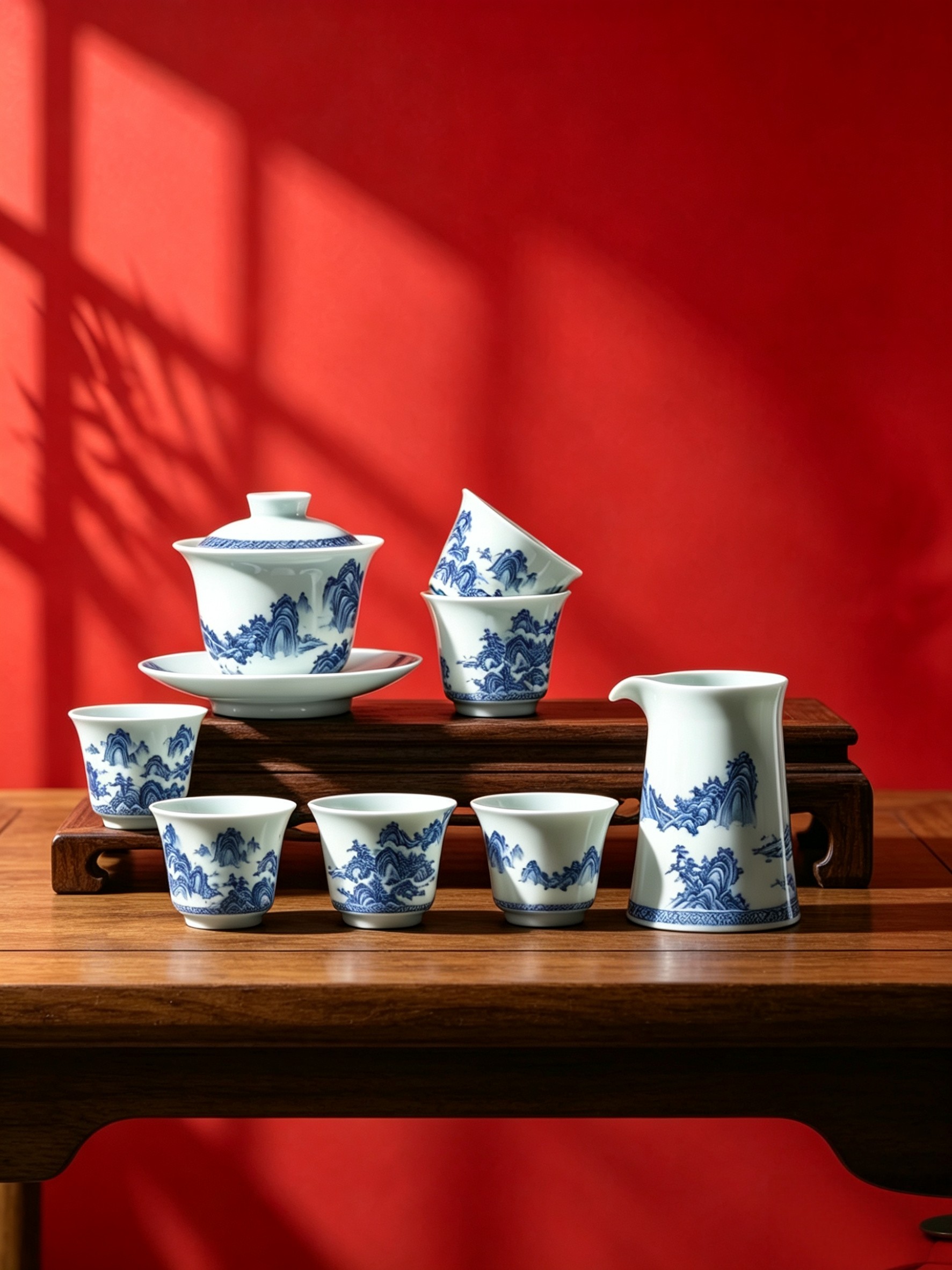 景德镇青花瓷器象宴天下常青韵功夫茶具礼盒商务套装