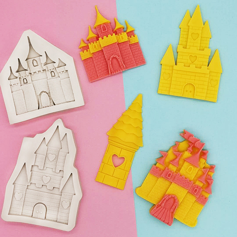 生日蛋糕装饰巧克力硅胶模具公主城堡小房子小屋翻糖滴胶石膏烘焙