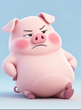 治愈可爱小猪一家赌气表情贴纸画背景儿童房间墙窗户装饰卡通贴纸