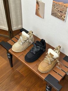 2025新款梅尔系带羊皮毛一体女款低筒雪地靴休闲羊毛靴