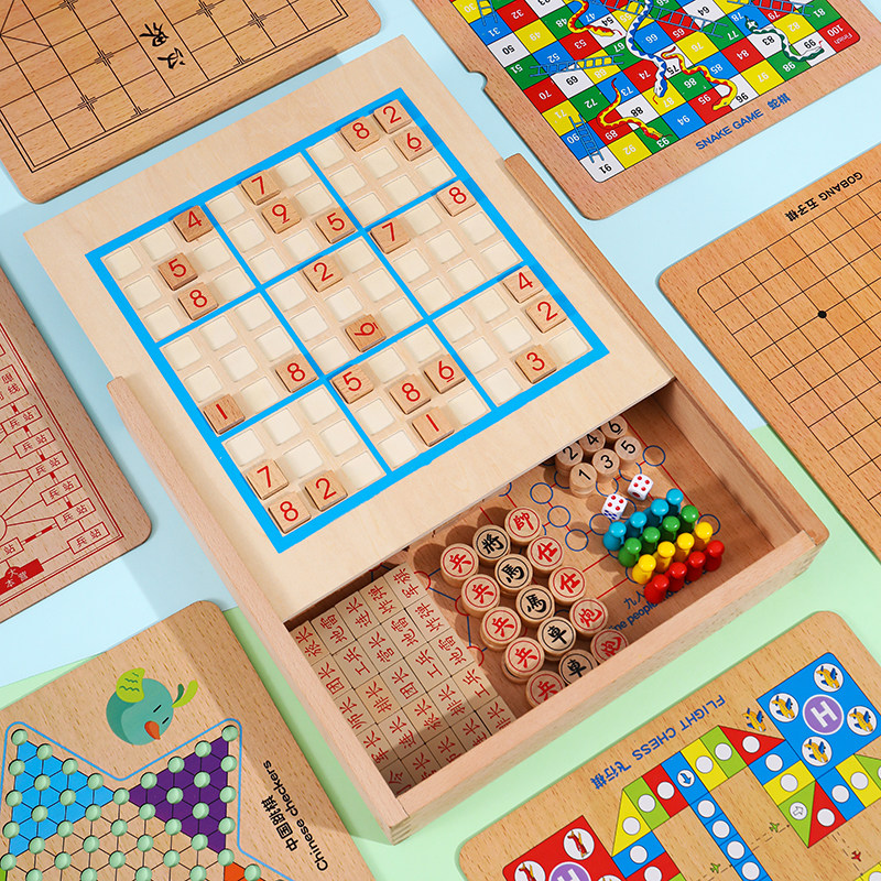 玩具益智亲子女孩象棋木制数独