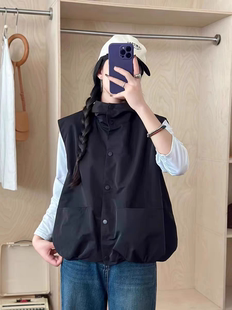 简约气质高级感无袖连帽风衣马甲女外套2024秋季新款宽松户外穿搭
