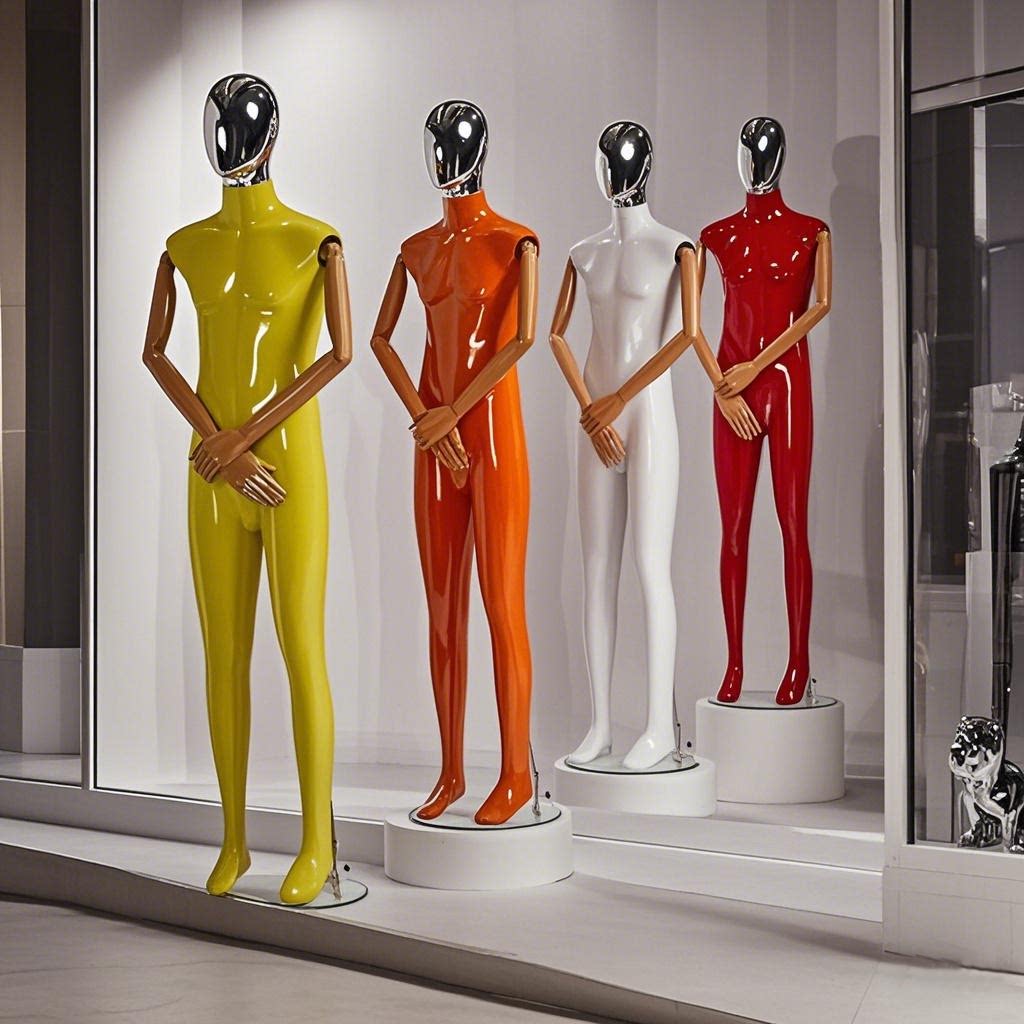 高档个性彩色男装模特道具全身服装店橱窗展示架韩版电镀头活动手