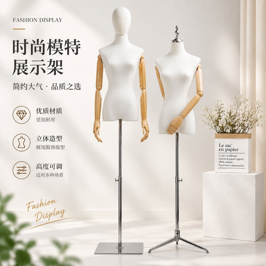 服装店模特道具女装橱窗半全身人台衣服架子假人偶婚纱模特展示架