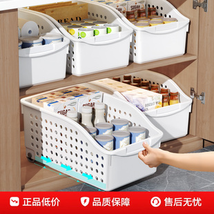 佳帮手滑轮收纳筐橱柜零食杂物整理筐家用桌面储物筐方形置物篮筐