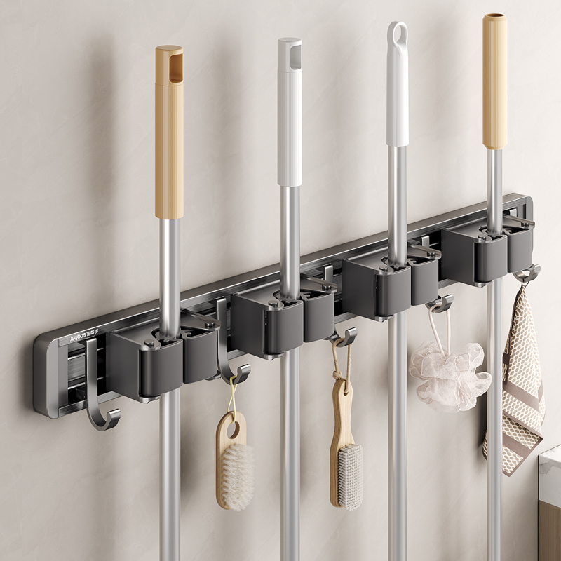拖把夹免打孔铝制厕所浴室卫生间扫把置物架壁挂夹挂钩粘钩