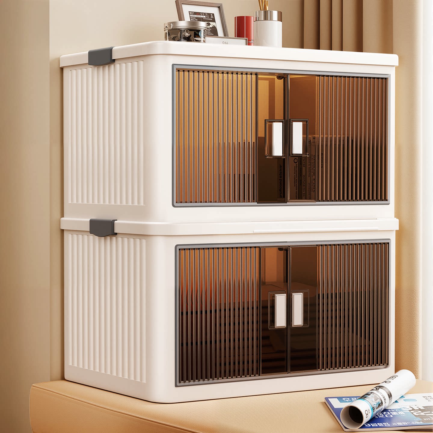 佳帮手飘窗收纳置物柜可折叠衣服收纳柜窗台靠墙柜子大容量储物柜