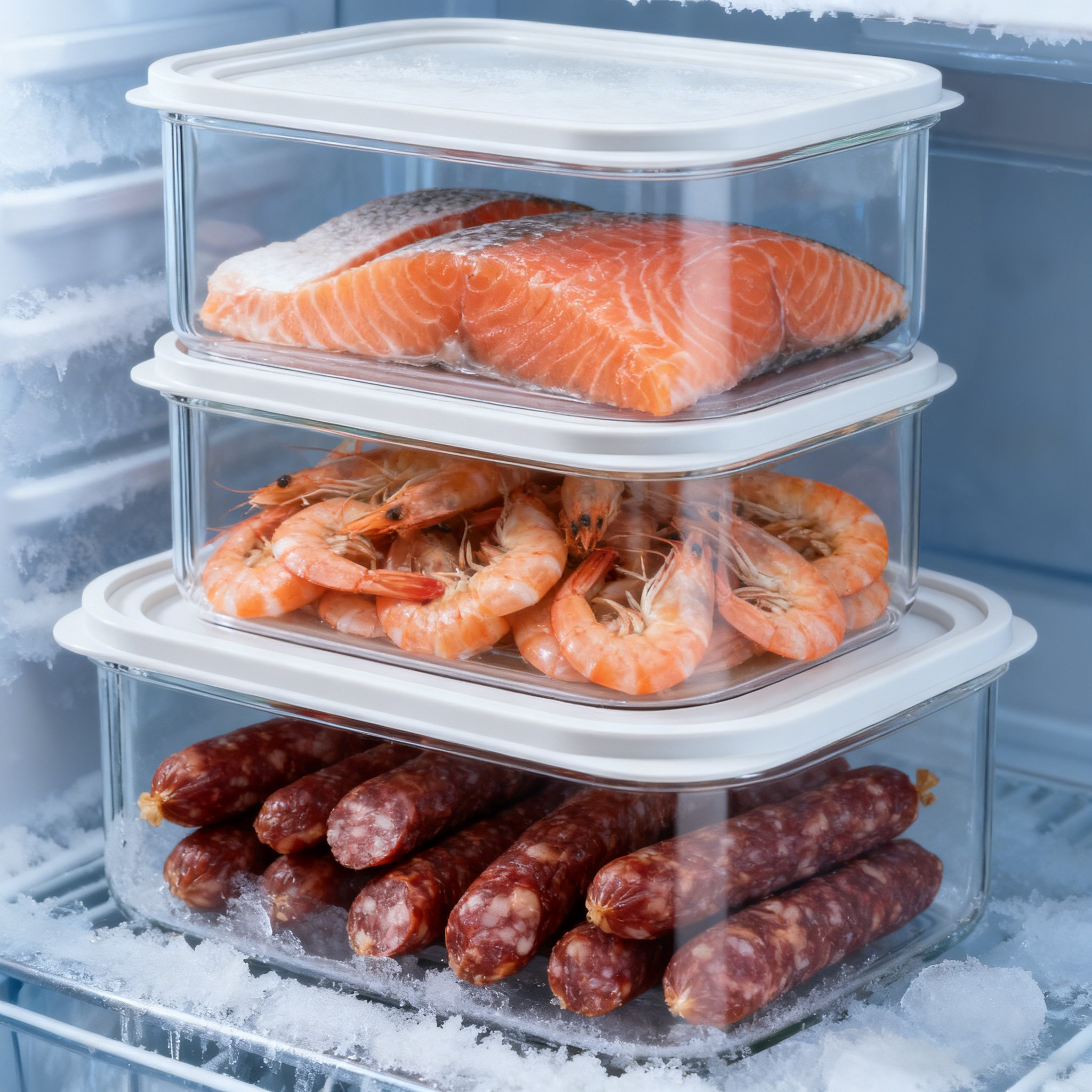 佳帮手食品级抗菌冰箱专用冷冻盒大容量肉类海鲜分装盒密封收纳盒