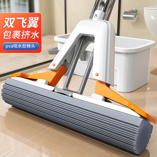 谢霆锋推荐-带桶免手洗海绵拖把