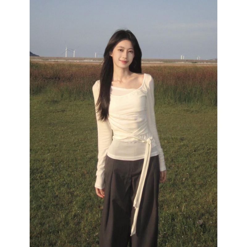 设计感不规则长袖防晒罩衫T恤女