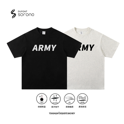 toughleaf(凉感防晒)240g索罗娜速干运动健身短袖ARMY印花t恤男潮