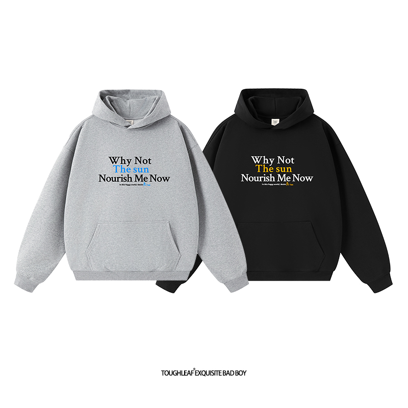 toughleaf(毛圈抓毛)(不加绒)500g重磅标语印花情侣连帽卫衣男女