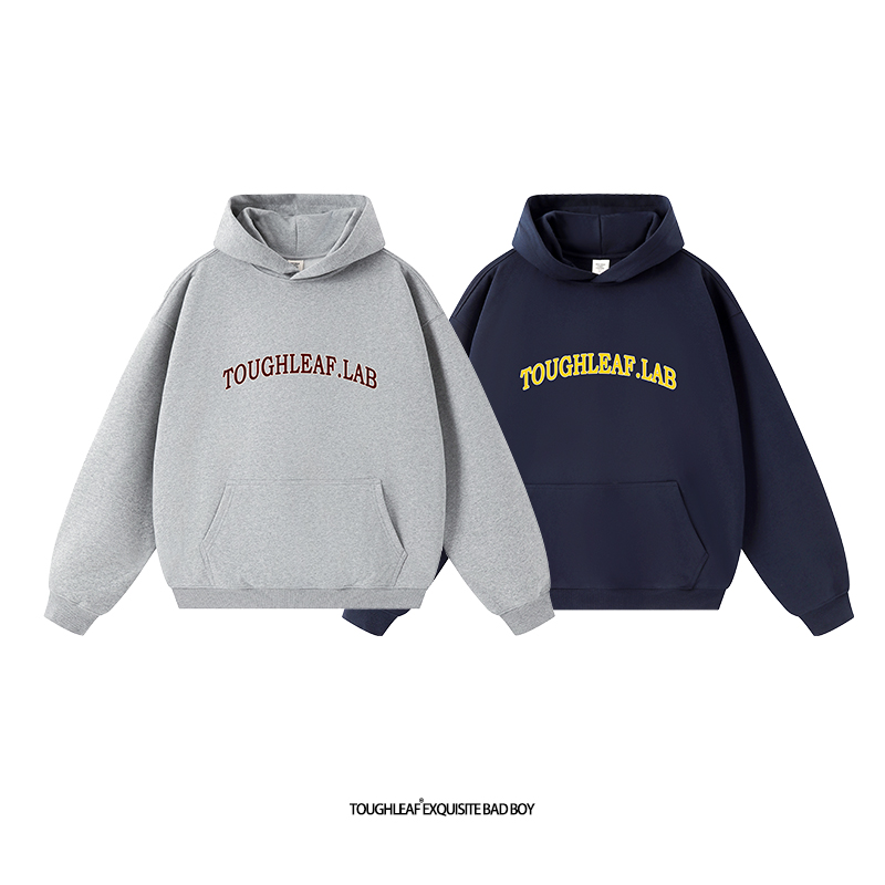toughleaf(毛圈抓毛)(不加绒)500g重磅LAB印花情侣连帽卫衣男女
