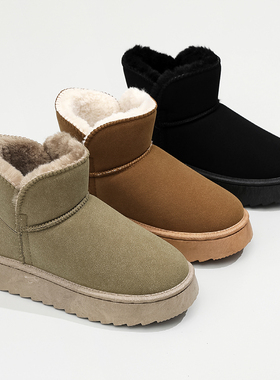 冬季新款厚底雪地靴女皮毛一体防滑加厚东北雪地棉靴保暖短筒女靴