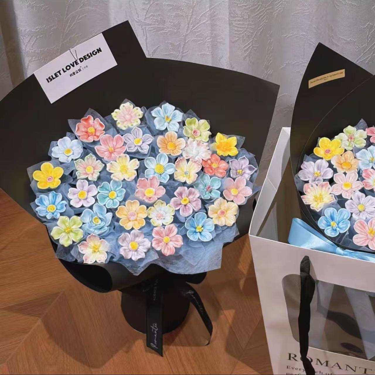 创意手工陶瓷花束仿真花成品七夕情人节表白送女友生日礼物