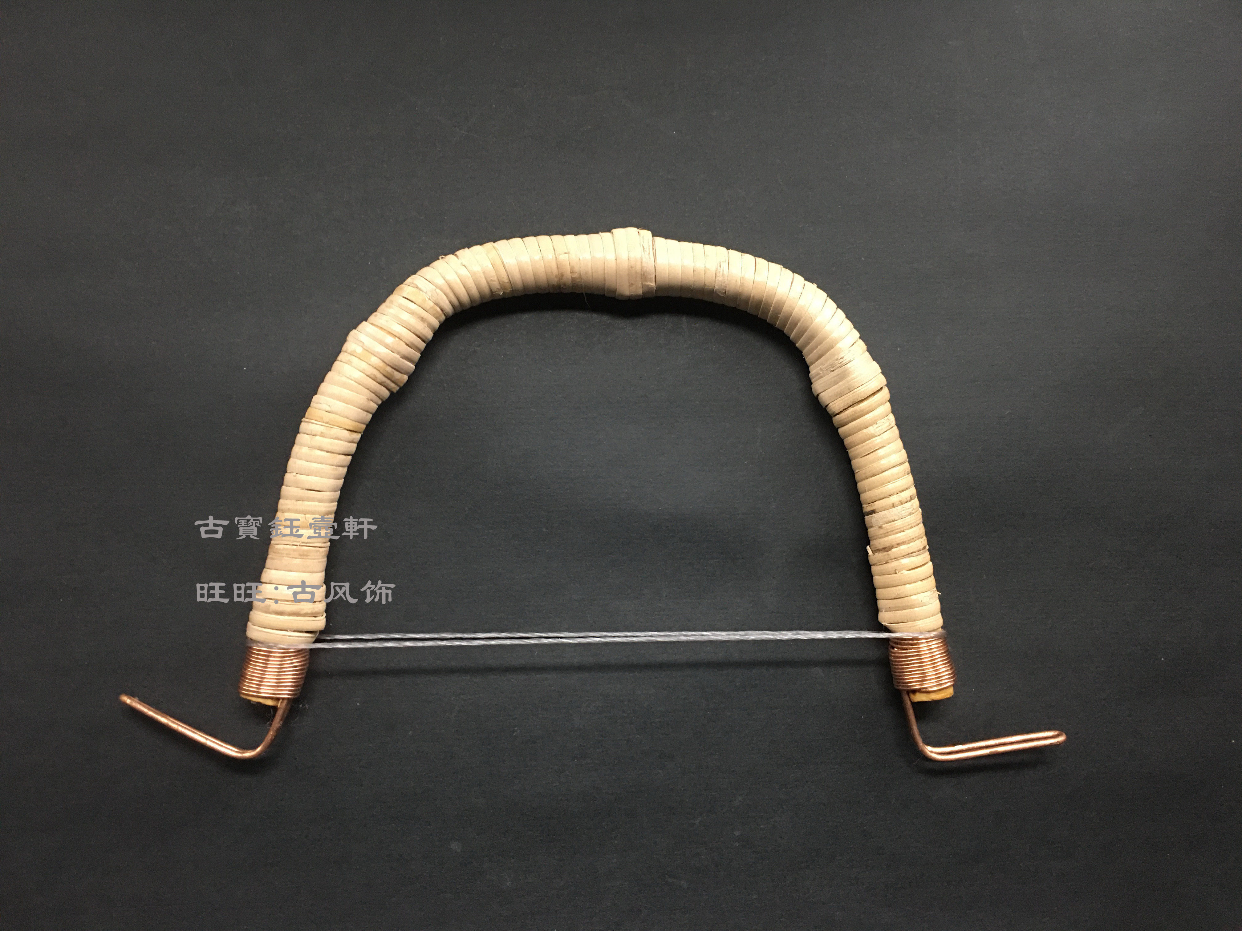 竹提手缠藤皮茶壶提手/编织藤皮茶具提柄/藤手挽/提梁壶柄/壶把手