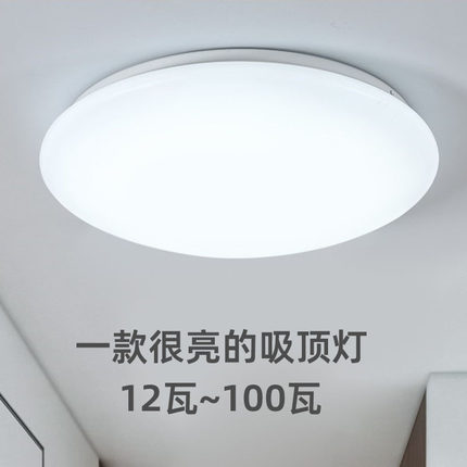 吸顶灯LED超亮圆形客厅灯卧室灯阳台灯厨房灯工程灯面包灯全白灯