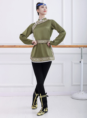 蒙古舞蹈演出服女蒙族舞台服跳舞少数考级练习练功服民族服装成人