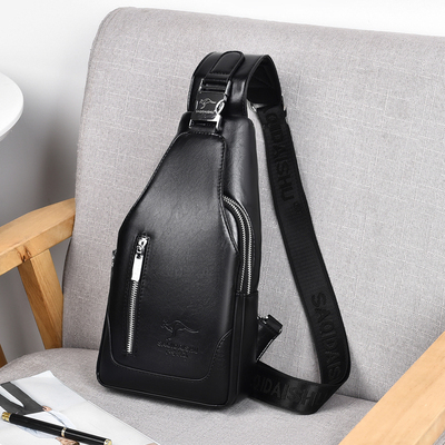 胸包男士斜挎包真皮单肩包斜跨包
