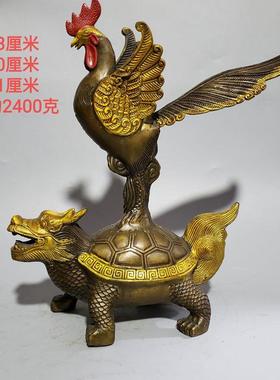 荣华富贵纯铜金鸡独立复古怀旧家居客厅玄关送礼酒柜工艺品摆件