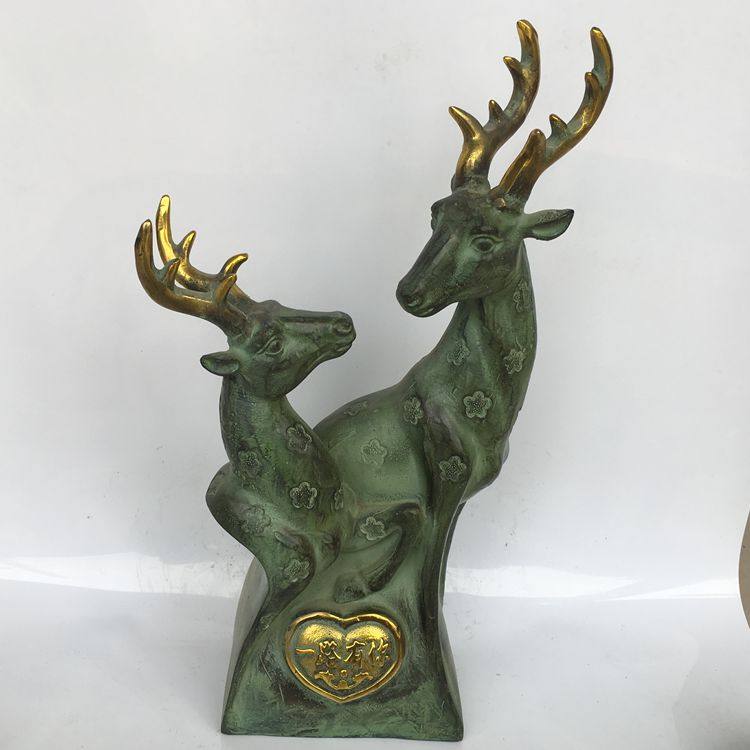 荣华富贵新款纯铜梅花鹿头一路有你鹿家居客厅卧室装饰摆件