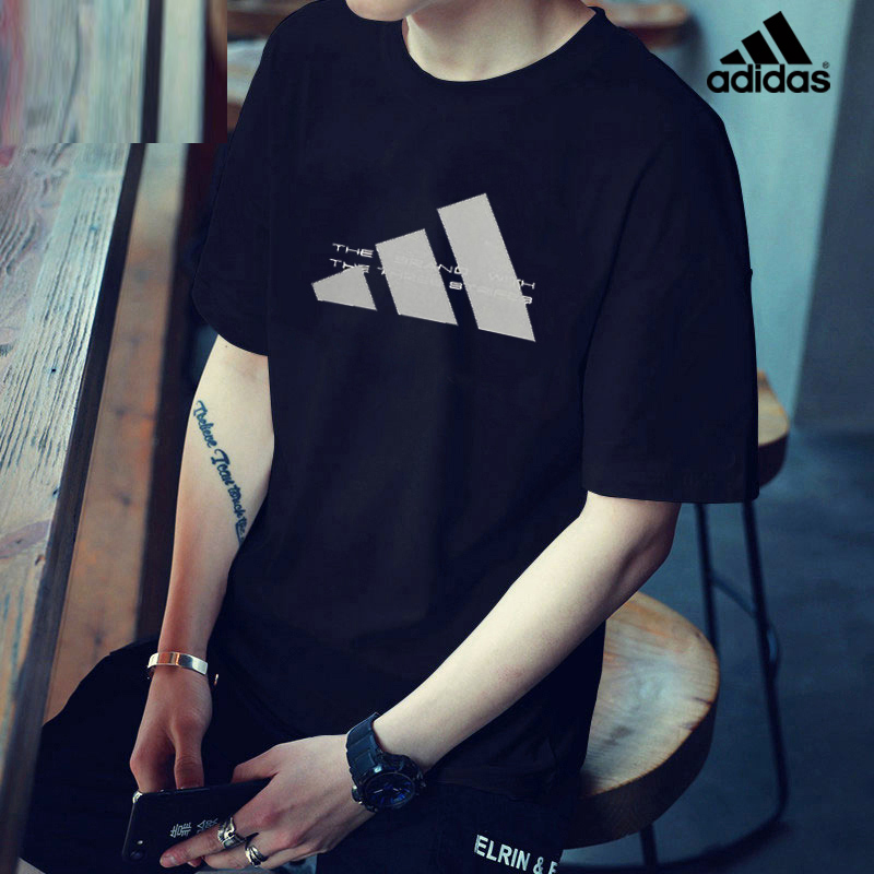 Adidas阿迪达斯短袖男2023春夏款运动服纯棉透气圆领T恤HE9937