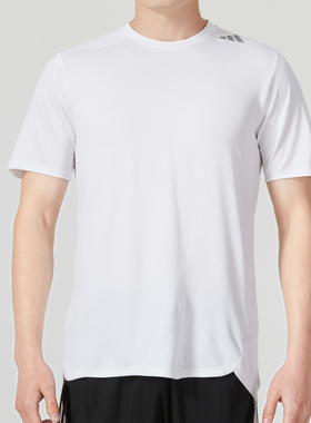 新款 阿迪达斯白色健身短袖男23夏季运动服快干透气跑步T恤IB9096
