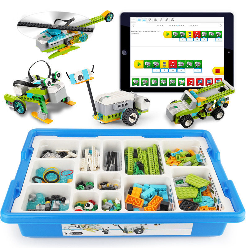 wedo2.0兼容乐高机器人可编程科教小颗粒电动积木机构教具教材
