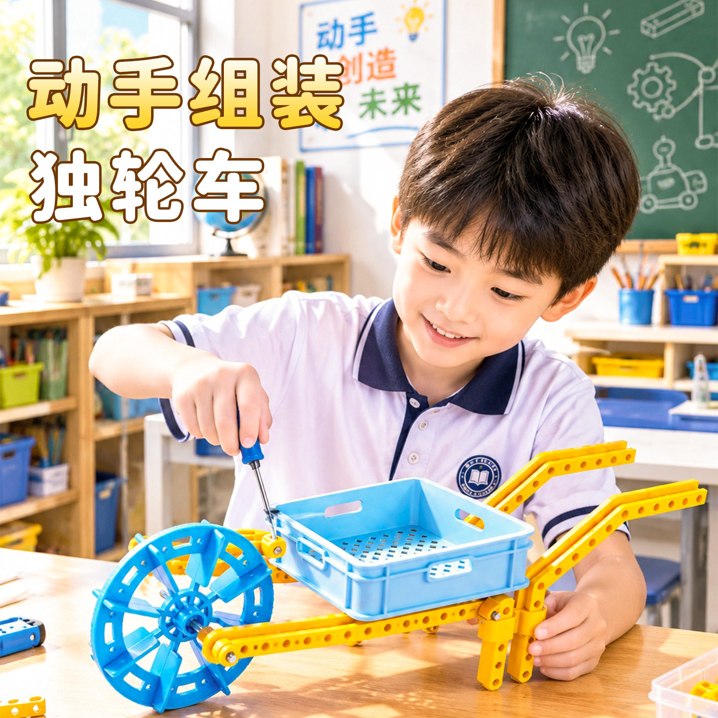 自制独轮车五年级科学独轮手推车模型运输工具轮轴力学实验材料包