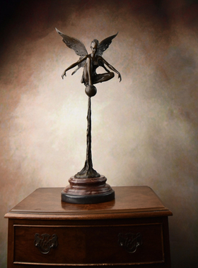铜雕塑小精灵飞舞蝴蝶翅膀摆件