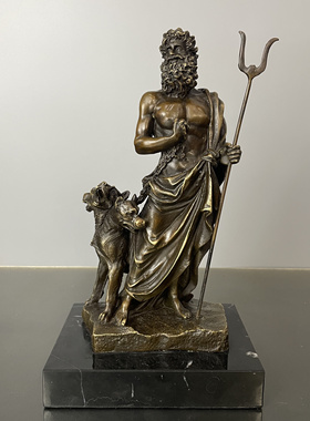 铜雕塑冥王哈迪斯古希腊神话人物欧式铜像摆件家居装饰书房办公室