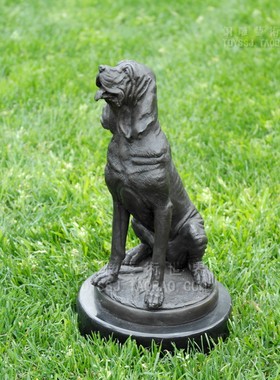 雕塑小狗宠物狗爱犬铜雕塑艺术品家居饰品工艺品乡村摆件创意礼品