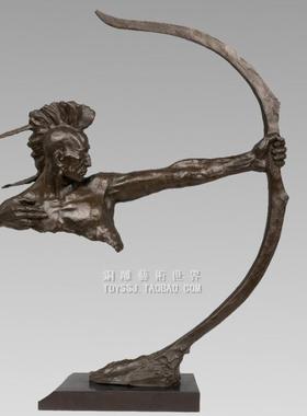 印第安抽象古铜色铜摆件工艺品