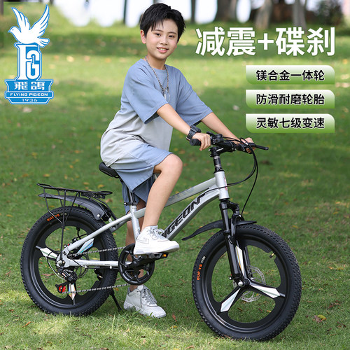 飞鸽儿童山地变速双减震自行车