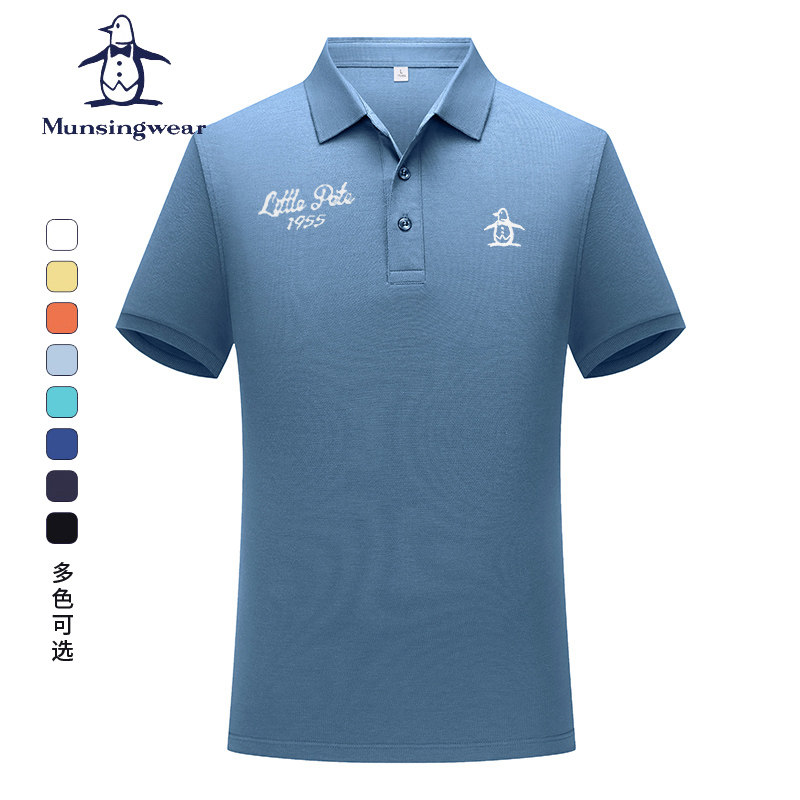 MUNSINGWEAR万星威高尔夫服男女款绣花短袖T恤透气运动Polo衫纯色