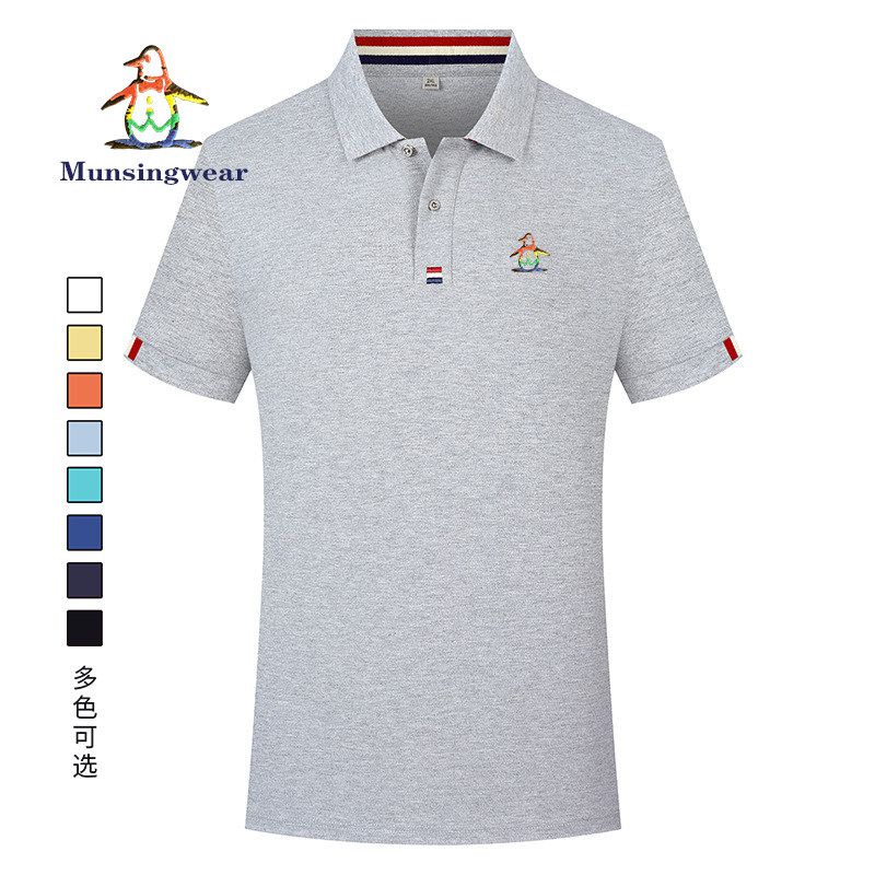 MUNSINGWEAR万星威高尔夫男士Polo衫稳中大方条纹方领商务短袖T恤