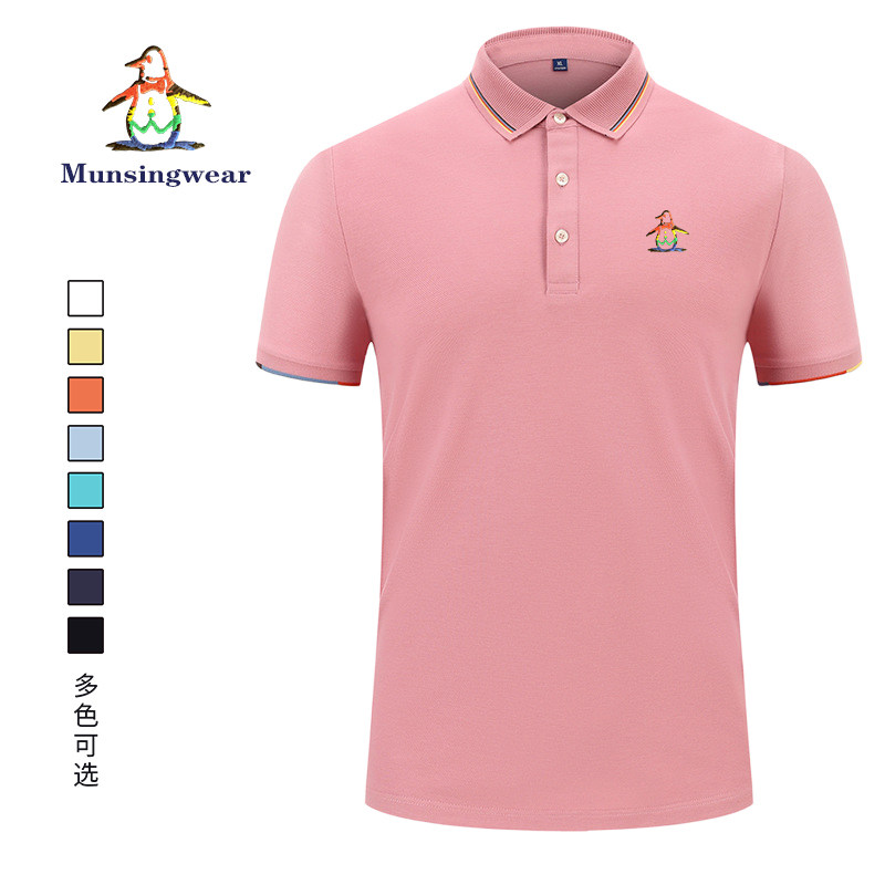 MUNSINGWEAR万星威新款高尔夫男士纯棉短袖T恤抗菌运动polo衫方领