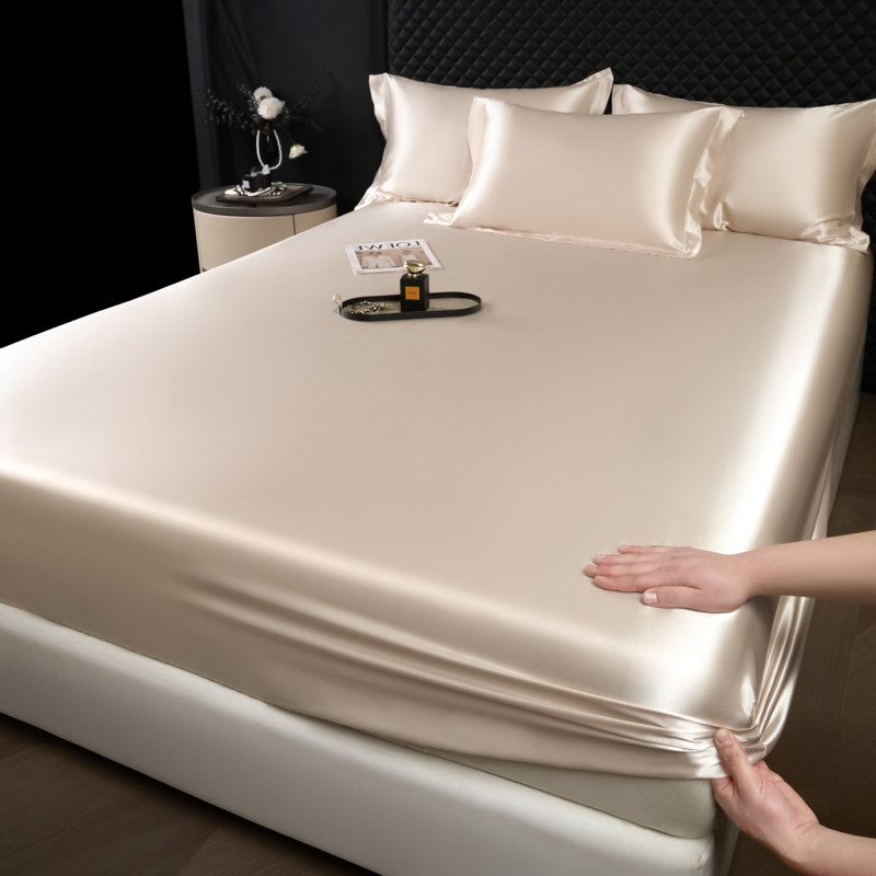 高档重磅真丝床笠单件丝滑裸睡亲肤床罩冰丝蚕丝席梦思床垫保护套