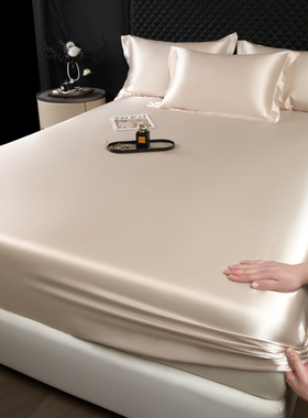 高档重磅真丝床笠单件丝滑裸睡亲肤床罩冰丝蚕丝席梦思床垫保护套