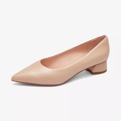 粗跟单鞋通勤尖头浅口单鞋